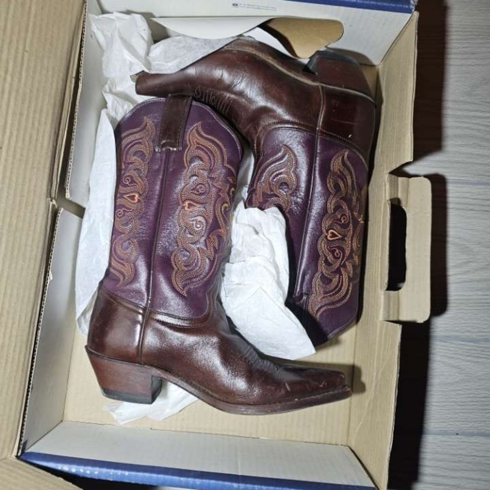 Tony Lama Brown and Purple Boots